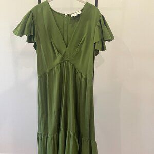 Sachin and Babi Paloma Cotton Tiered Maxi Dress w/ slit - Fern Green, size 10